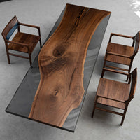 Black Walnut Wood Epoxy Table 39.37"Wx114.17"L KAZANA HOME